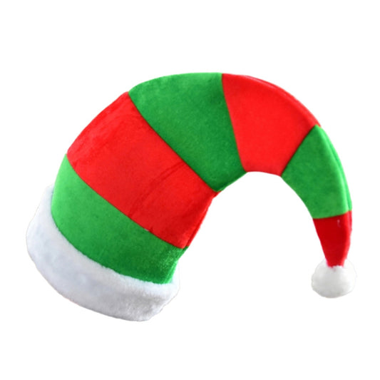 2pcs Christmas Elf Hats Decorative Red Green Striped Pom Pom Headdress Xmas Party Hats Favors Photo Props