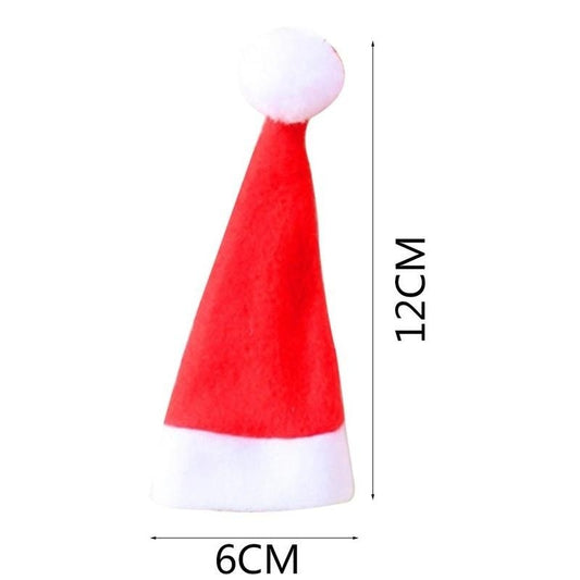 10PCS Christmas Hats Cutlery Holder Fork Spoon Pocket Christmas Decor Bags