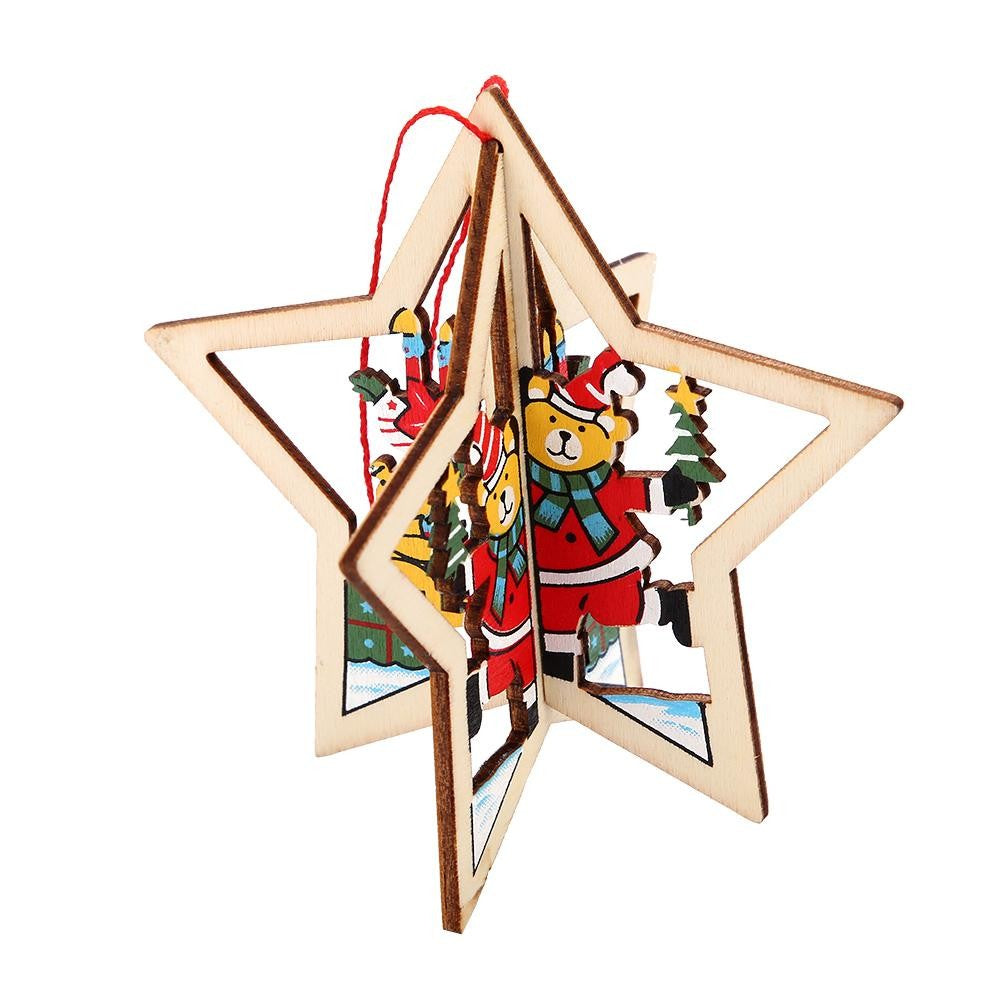Wooden Hanging Ornament Decorative Pendant for Christmas Tree Xmas Festival Room Decoration