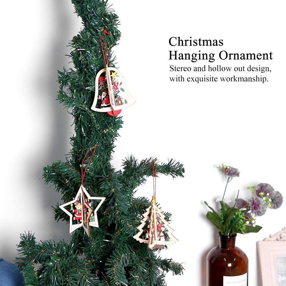 Wooden Hanging Ornament Decorative Pendant for Christmas Tree Xmas Festival Room Decoration